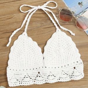 Shein white crochet halter top